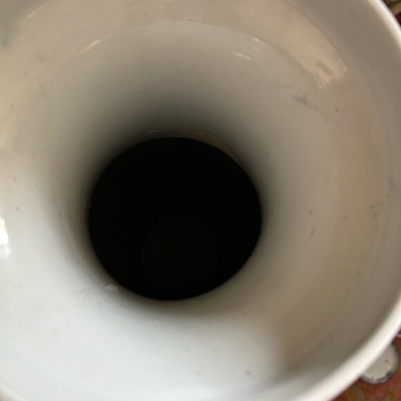 Vintage Blue and White Asian Vase with Pink Floral Accents w Birds 24 inch - Picture 5 of 15